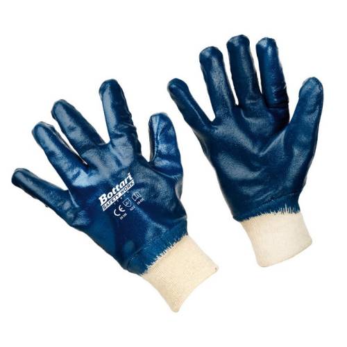 Work gloves in jersey and nitrile with elastic wrist
