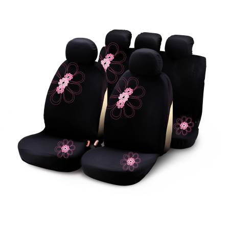 Completo fodere auto "MY SPRING FLOWER" 9 pcs - rosa